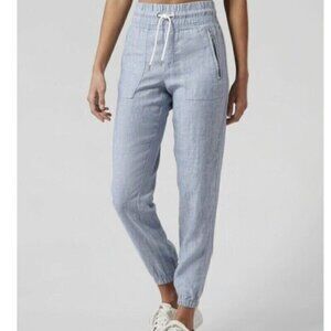 Athleta Cabo Linen Jogger Blue Beach Coastal Vacation Lagenlook Cruise Size 8